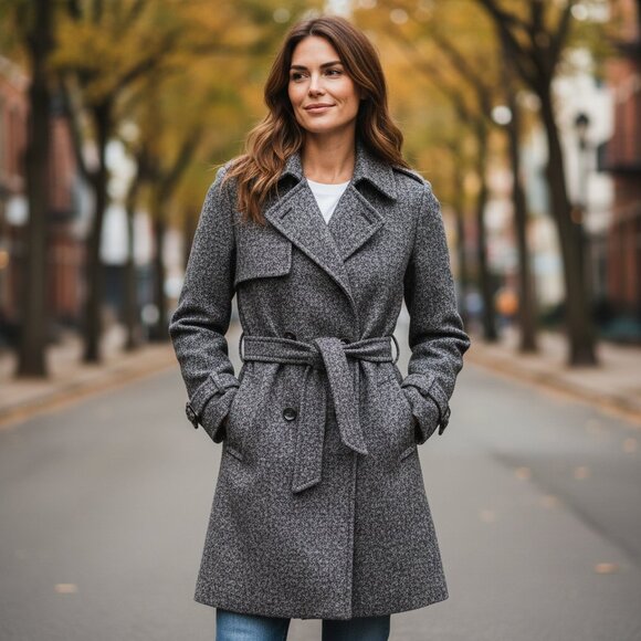 Calvin Klein Jackets & Blazers - CALVIN KLEIN Tweed Trench Coat